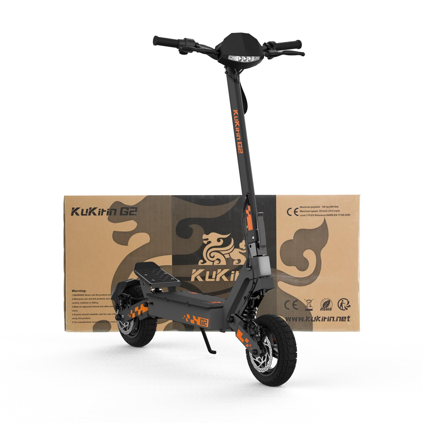 KuKirin G2 Monopattino Elettrico Adulto Pieghevole, Batteria 48V 15.6Ah, Autonomia fino a 55 km, Pneumatici Tubeless 10 Pollici, Doppia Sospensione, Doppio Freno a Disco