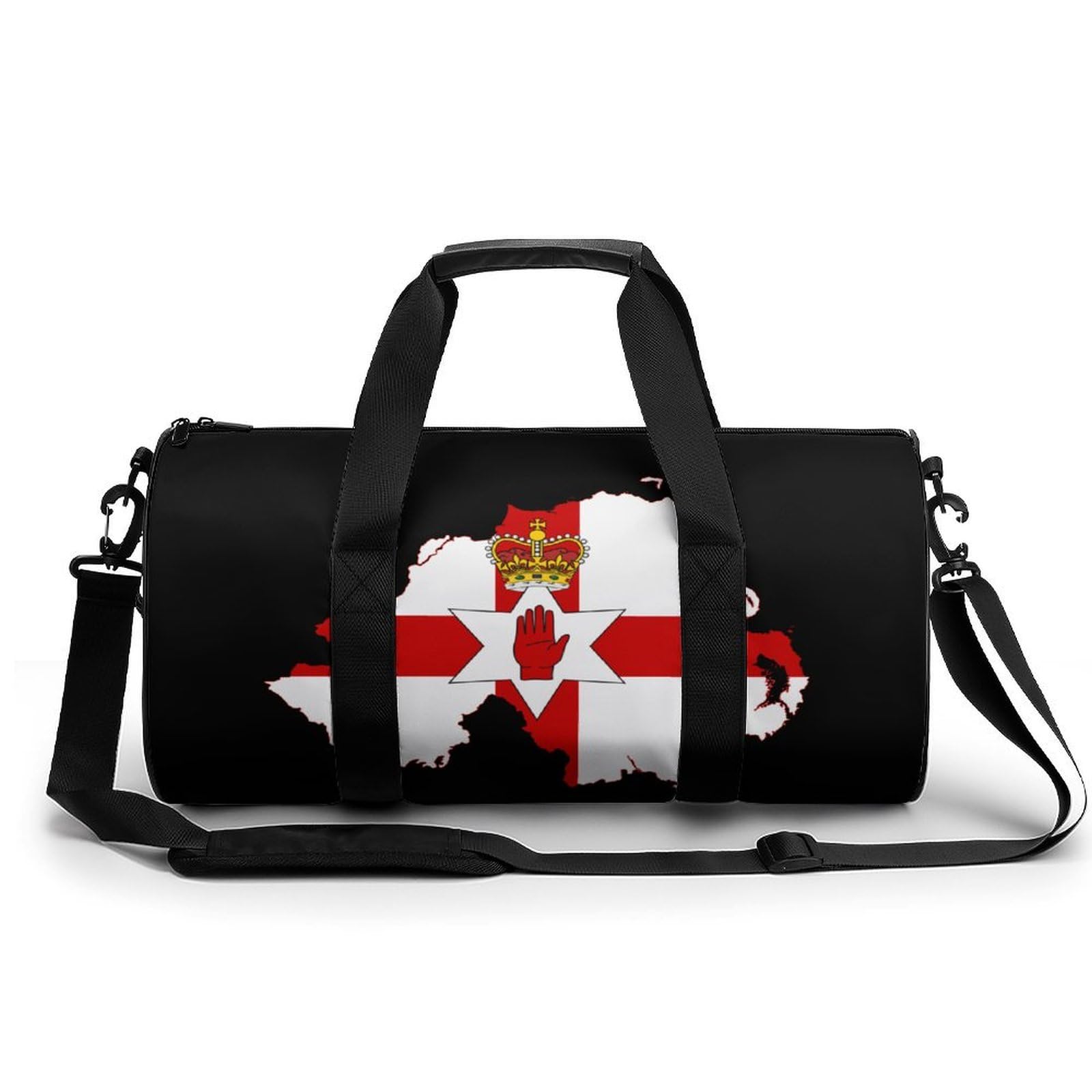 Flag Map of Northern Ireland Sports Duffels Lightweight Gym Duffle Bag for Women Men Oxford Travel Bags with Compartment 17.7in/9in/9in