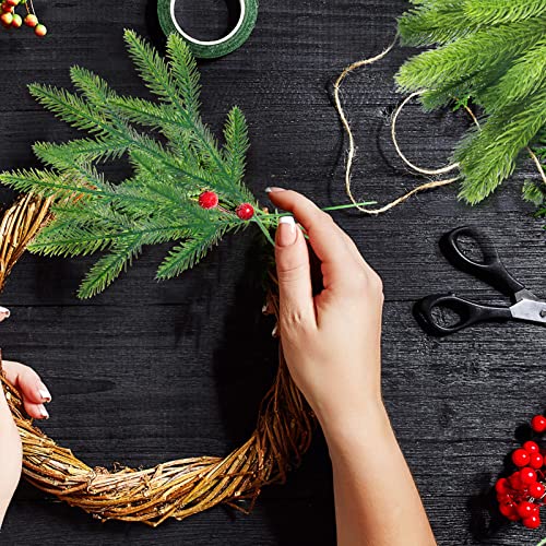 Syhood 60 Stück Weihnachten Künstliche Tannenzweige Wie Echt 4 Stile, Grün, – Ansicht 6