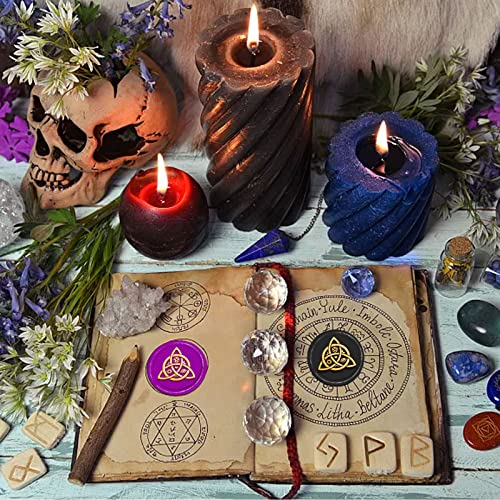 CRASPIRE Celtic Knot Wax Seal Stamp Sealing Stamp Copper Seals Eye Sun Star Symbol 30mm Retro Removable Brass Stamp Head with Wooden Handle for Envelopes Wedding Christmas Invitations Gift Decoration - Image 3