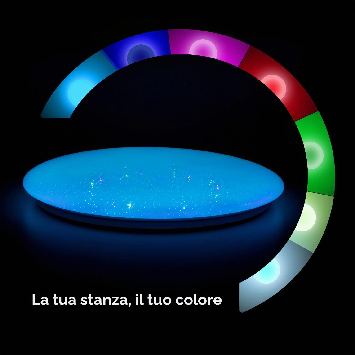 Φ40cm 45W Sternenhimmel Musik Deckenlampe Kompatibel Mit Google Home Kompatibel Mit Bluetooth Lautsprecher Deckenleuchte LED RGB Farbwechsel Dimmbar für Küche Schlafzimmer Badezimmer