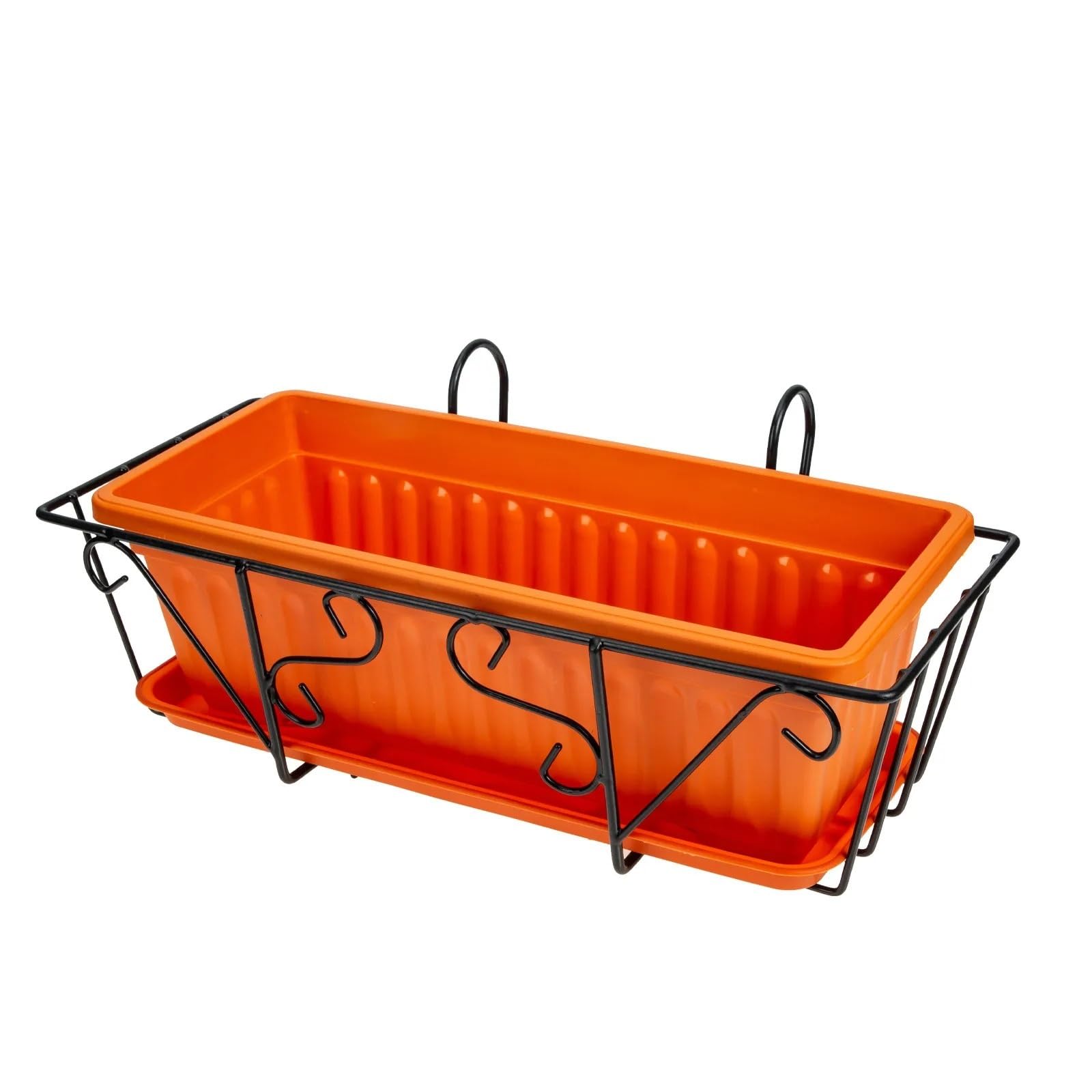 RTBVGHJIK 1Set Hanging Flower Rack Balcony Railing Planting Pot Plastic Iron Material Vegetable Growing Planter For Garden Decor for Outdoor Plants