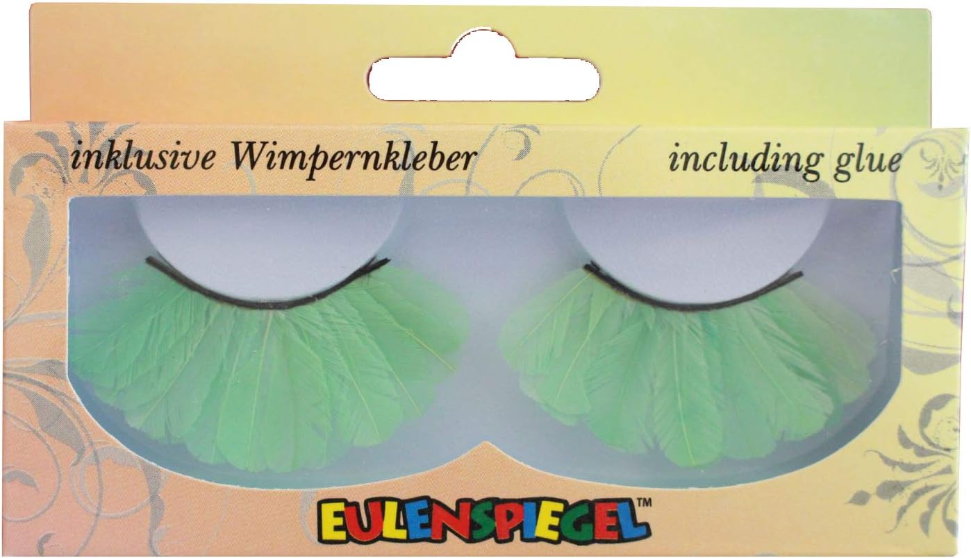 Eulenspiegel 000540- artificial eyelashes - green feathers