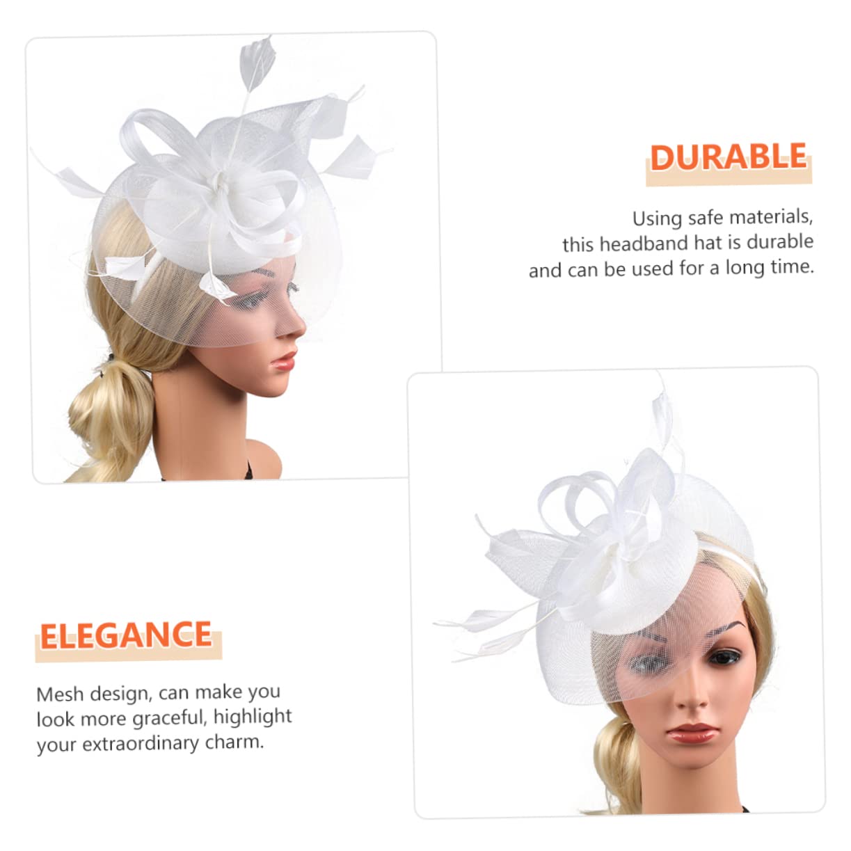 ifundom 4pezzi Cappello da Sposa Elegante Rete con Fiori Artificiali Fascinator Leggero e Romantico per Banquet e Tea Party Accessorio Moda per Donne