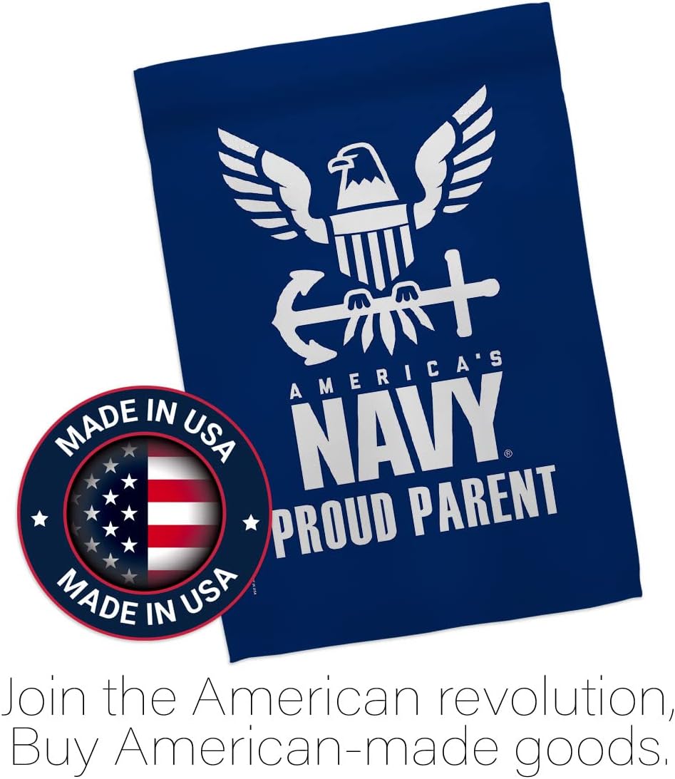 Proud Navy Parent House Flag - 2 pcs Pack Armed Forces USN Seabee United State American Military Veteran Retire Official - Decoration Banner Small Garden Yard Gift Double-Sided Made in USA 28 X 40