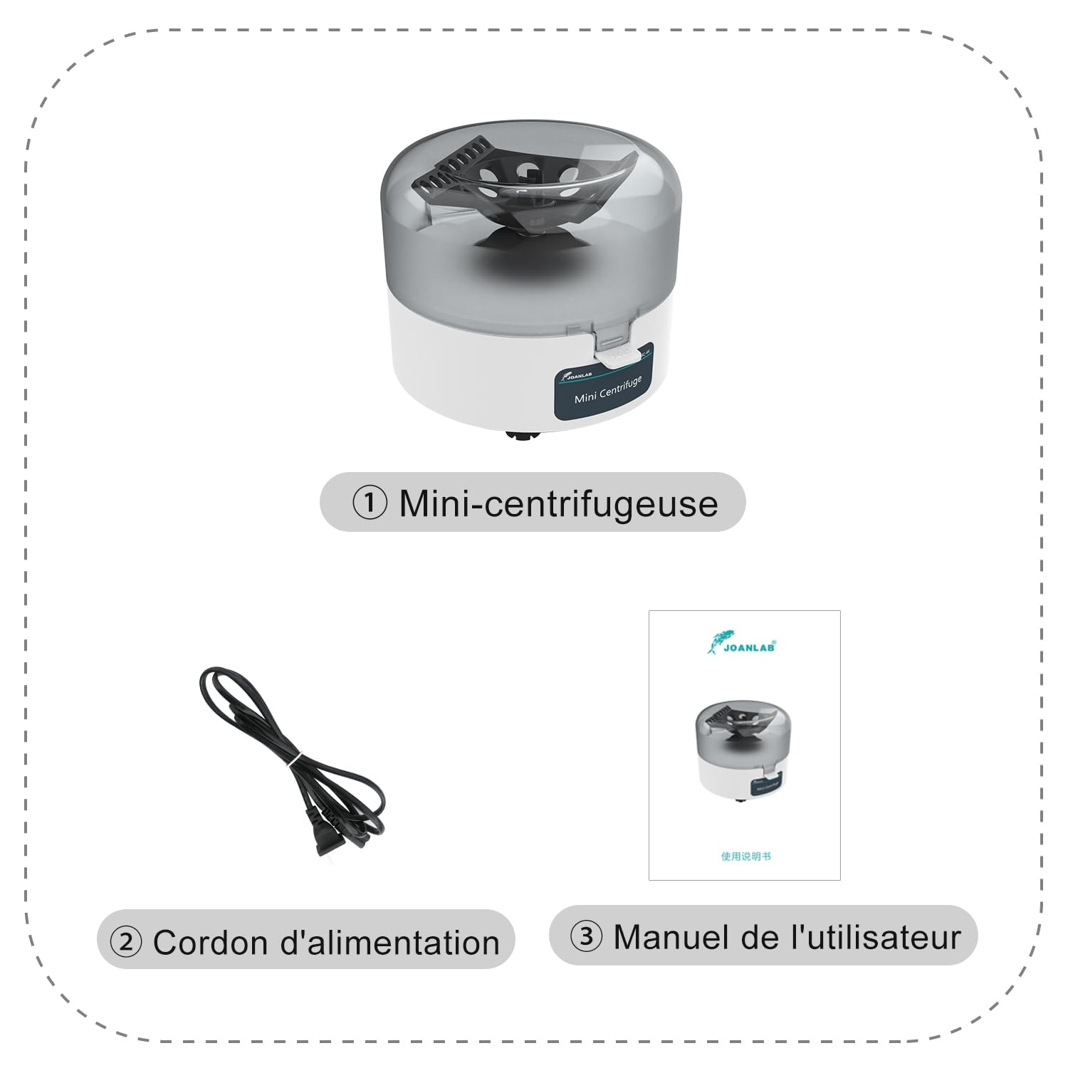 JOANLAB Mini centrifugeuse 4000RPM centrifugeuse de laboratoire, 2 en 1 pour centrifugeuse de table 0,2/1,5/2 ml Microcentrifugeuse