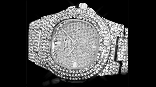 PINTIME Luxury Mens/Womens Unisex Diamond Watch Bling Iced-Out