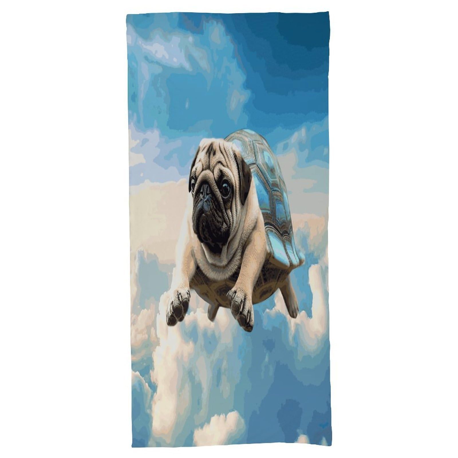 Fekiloot Men's Style Funny Turtle Pug Dog In The Sky Bath Towel Highly Absorbent,Beach Towels For Wo,Pool Towel Bathroom Essential For Beach,Gym,Travel, Camp