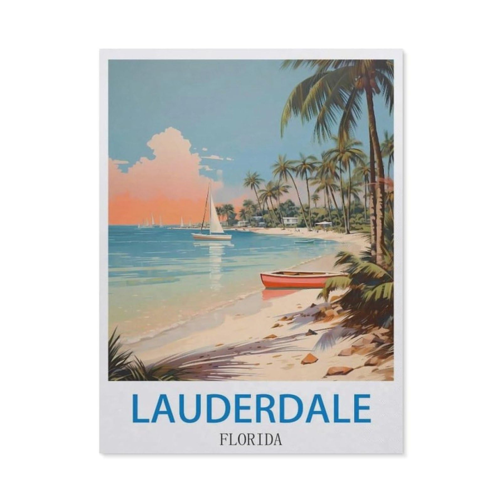BEAYODKP 5D Diamond Painting Kits，Lauderdale Florida，DIY Rhinestone Embroidery Set Paint with Diamond Art by Number Kits Cross Stitch Home Wall Craft Decoration（30 x 40 cm/11.81 x 15.74 inches）-CO60