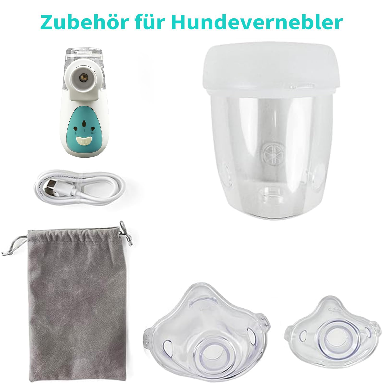 Hundevernebler, Hundevernebler und Inhalationsmaske, geräuscharm, geeignet für große Hunde, Grün (L)