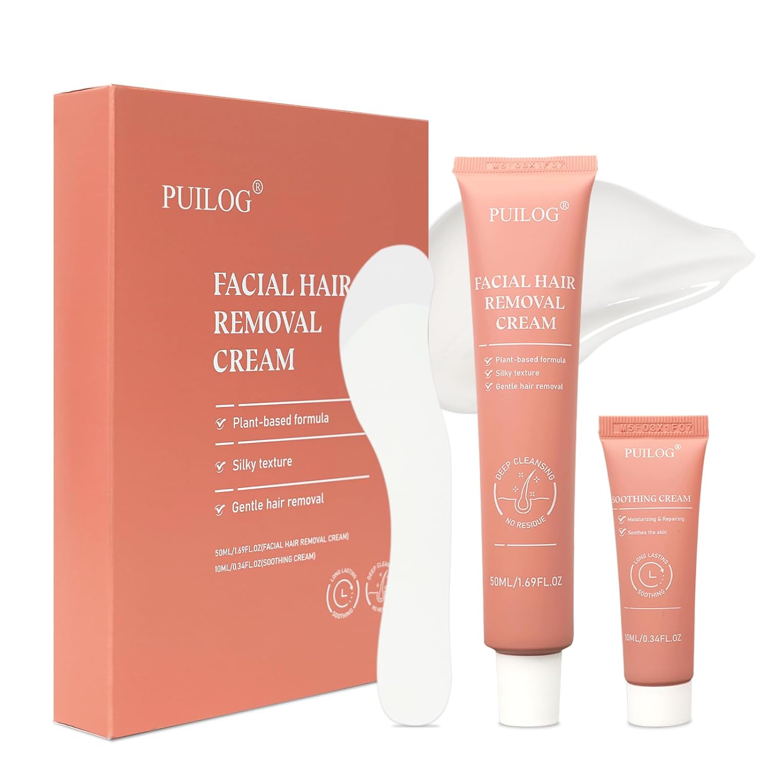 Facial Hair Removal Cream for Women Face, Soothing Hydrating Depilatory Cream Kit, Painless & Flawless Upper Lip, Chin Hair Remover, Sensitive Skin Hair Removal