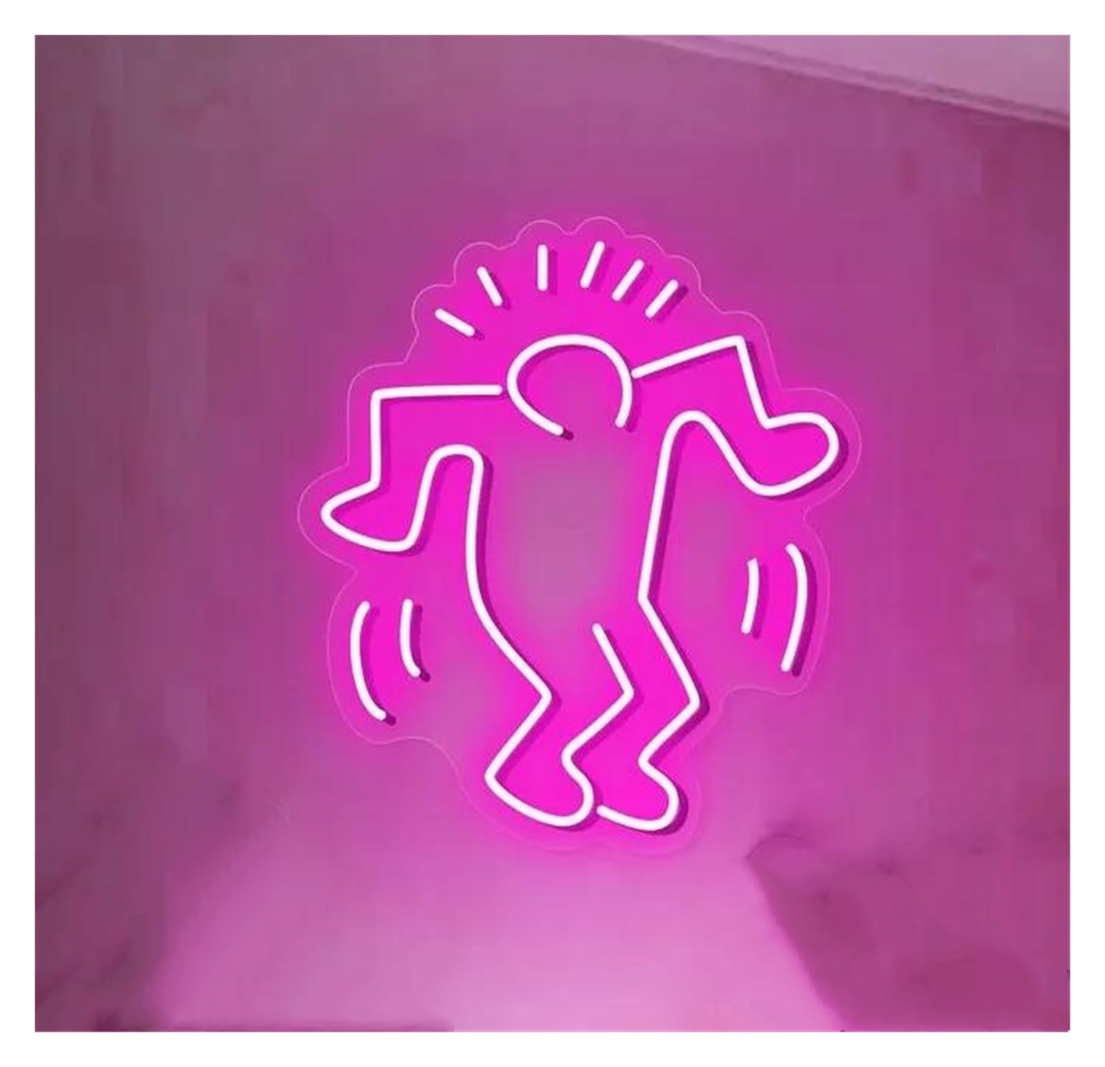 SHOUXI Sign Lamp Dancing Man Neon Sign, Art Wall Decor for Bedroom Neon Light Sign 40cm(Pink)