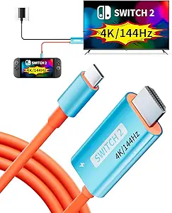 Switch 2 TV Dock Docking Station for Nintendo Switch 2,Portable 2025 New Models Adapter Support 4K/144HZ TV Dock Mode, (Blue and Red)