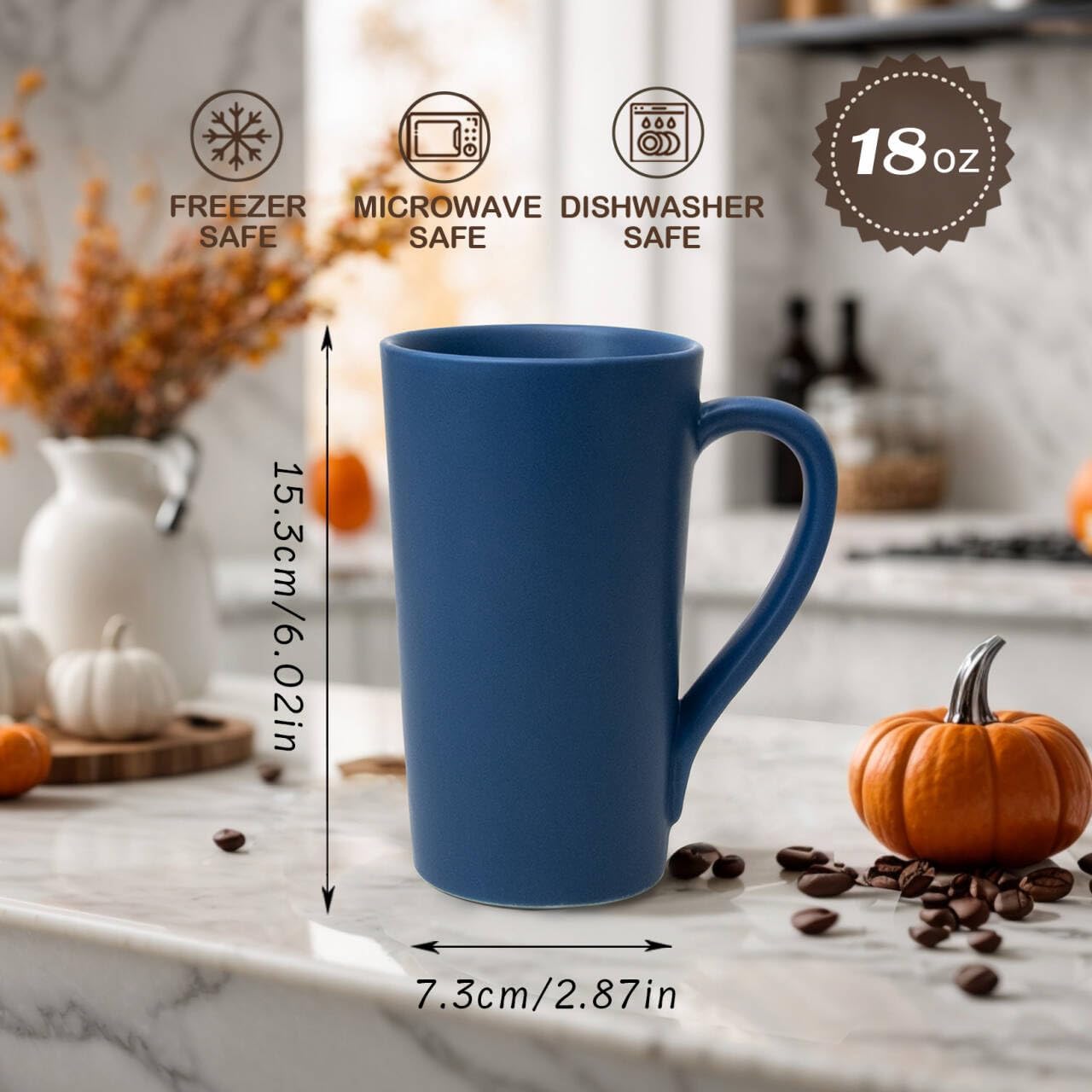 18 oz Coffee Mug, Coffee Cup Large Coffee Mug with Handle, Ceramic Latte Tea Cup for Office and Home, Novelty Gifts for Women and Men - Image 2