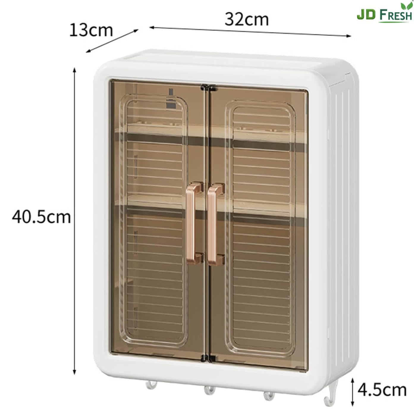 JD FRESH Wall Mounted Plastic Storage Rack for Kitchen/Multipurpose Organizer with Doors and Shelves/Durable/Space Saving Storage Box for Kitchen/Spice Rack/Cabinet Organizer (2 Pc, White) - Image 2 thumbnail
