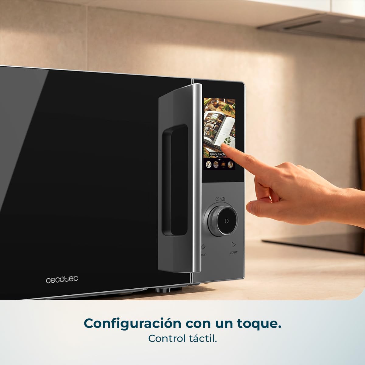 Cecotec Microondas Digital, Táctil, Convección y Grill 28L Convection 2800 Touch. 900W en 5 Niveles, Grill 1200W, Convección 2200W, 8 Programas, Plato 315mm, Temporizador y Señal de Finalización