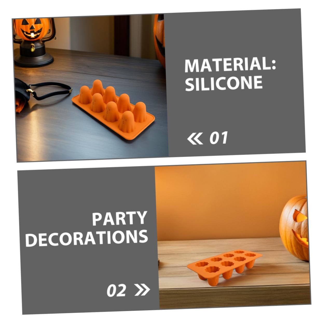 ULTECHNOVO 4 Pezzi Stampo in Silicone per Dolci Halloween Forma Resistente Antiaderente e Facile da Sformare per Cioccolato Budini Fondant e Snack Creativi