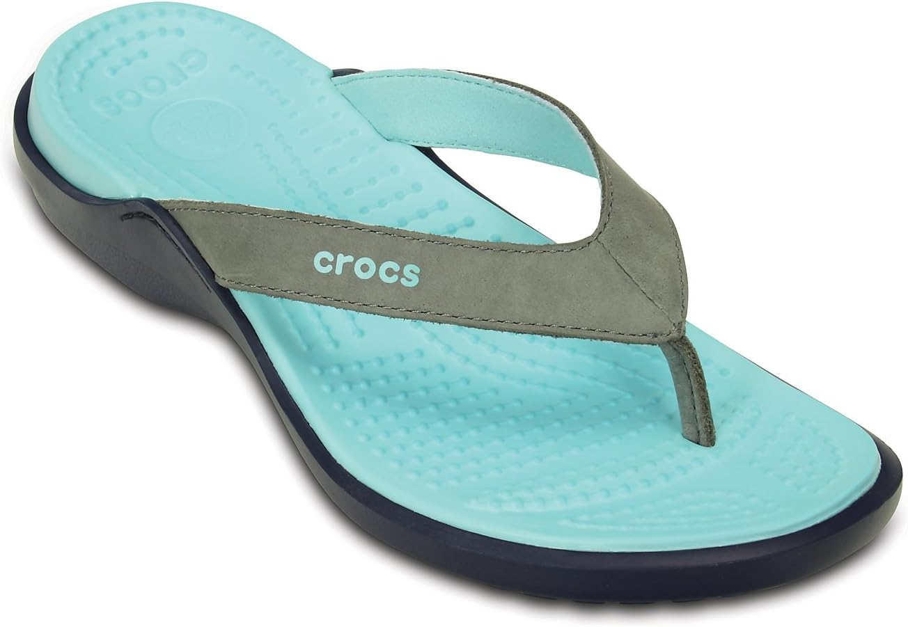 crocs Women's Capri IV Flip Flop, Smoke/Ice Blue, 5 M US