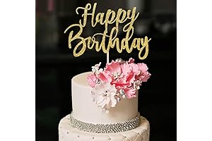 Handmade Glitter Gold Happy Birthday Cake Topper
