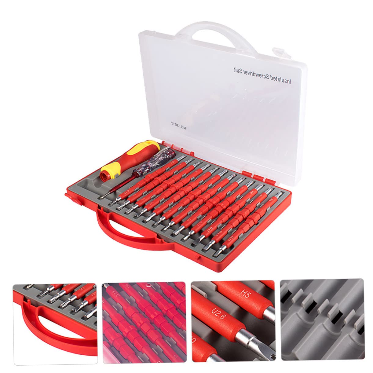 VILLCASE Juego de 26 Destornilladores Herramienta de Electricista Antideslizantes Mango Aislado para Reparaciones Eléctricas y Domésticas Kit Completo