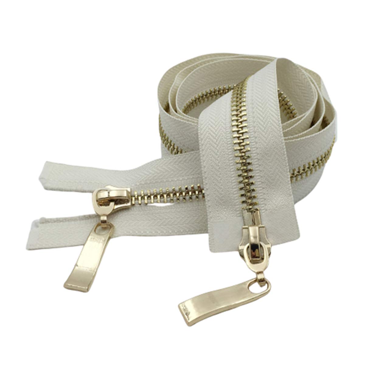 DSESS Zipper Tape#5 Metallic Nylon Coil Zippers Nylon Coil Zippers Bulk Jacket Zippers for DIY Sewing Craft Tailor Bag Garment，1Pcs(Beige Gold,120cm)