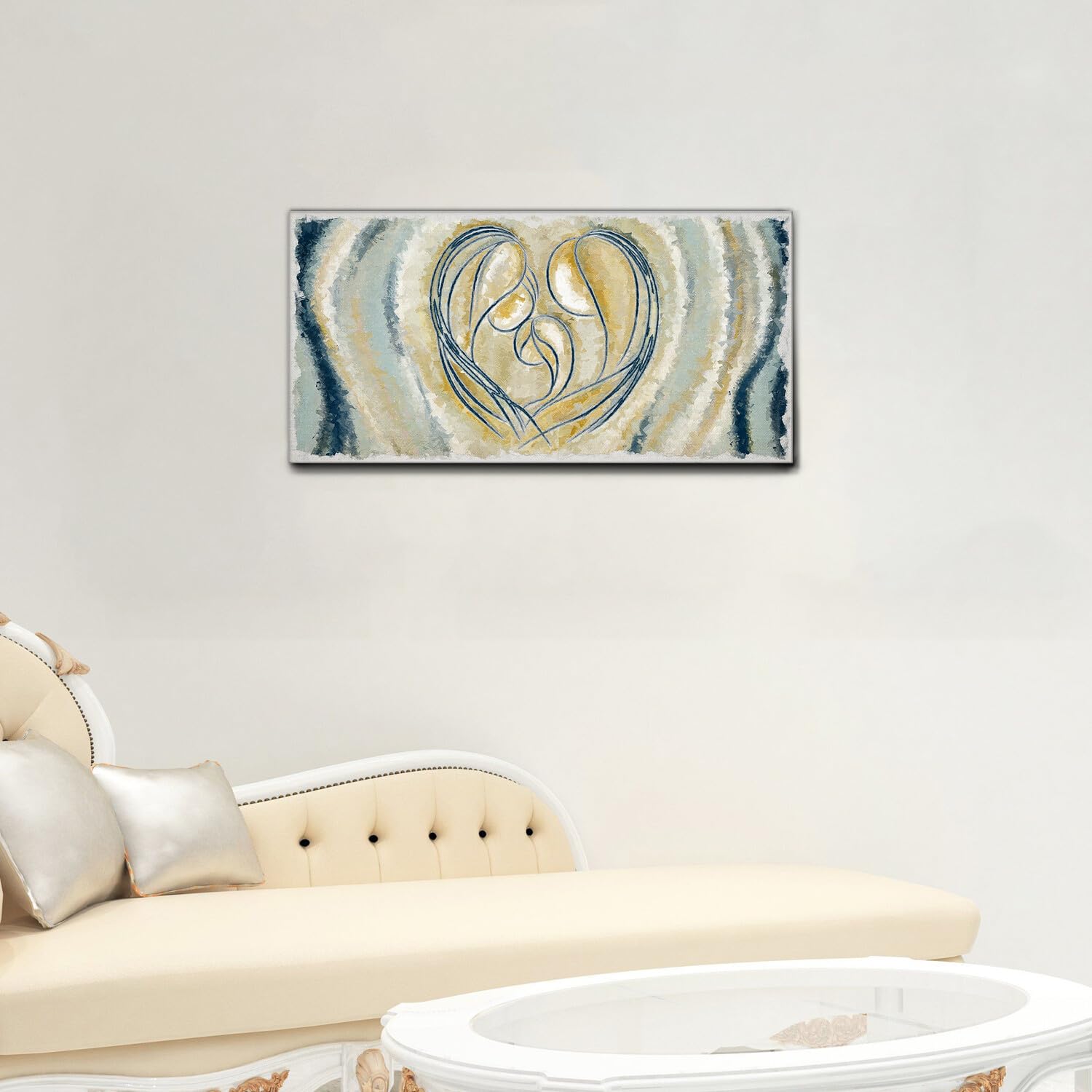 Giallobus - Quadro - 26 - Capezzale Moderno per la casa - Unione Sacra Famiglia - Tela Canvas Telaio Standard - 100x50 - Pronto da Appendere - Quadri Moderni per la casa