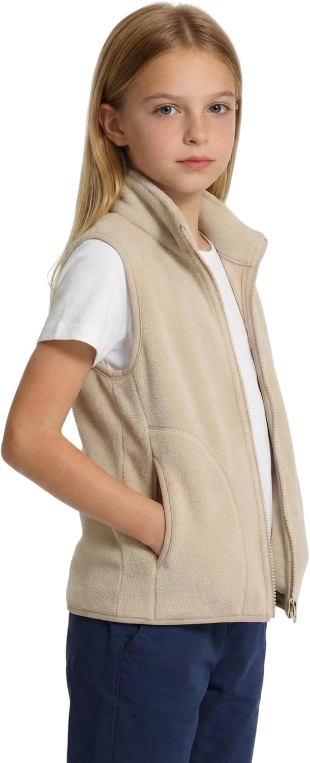 TAGIHOO Kids Polar Fleece Vest Full Zipper Athletic Lightweight Sleeveless Jacket with Pockets for Boys and Girls