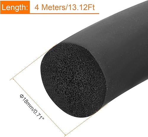 Miniatura 2 de uxcell Tira de sellado de goma de espuma, 0.71 pulgadas de diámetro x 13.1 ft (13.12 pies) de largo redondo EPDM de goma sólida para reducir el