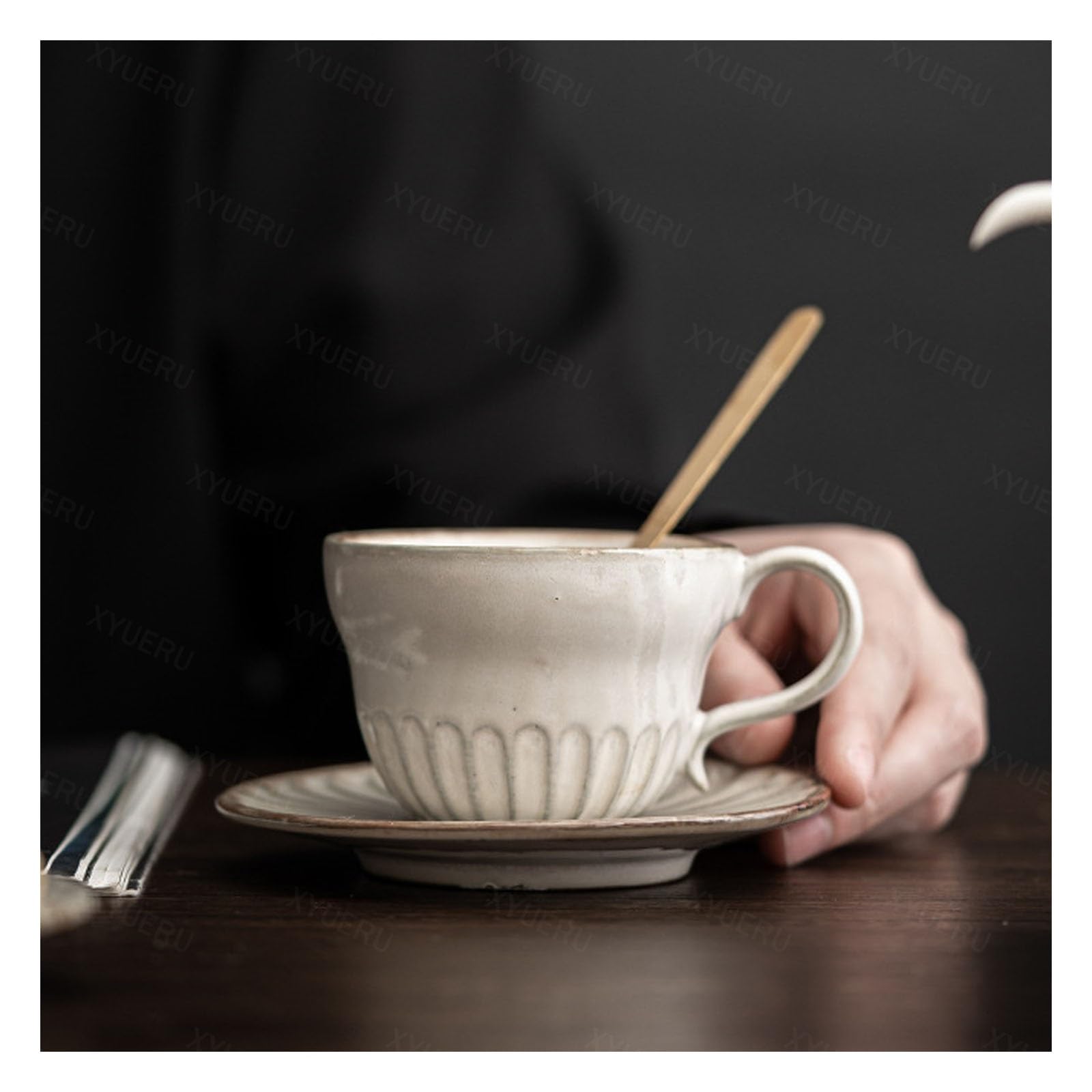 Juego de taza y platillo de café, porcelana china, estilo inglés, juego de té y café de 2 piezas para uso doméstico y restaurante