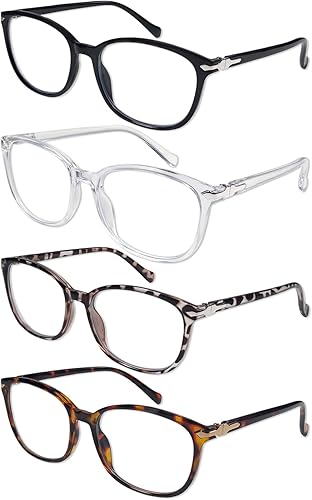 Paquete de 4 lentes de lectura grandes para mujer, con bloqueo de luz azul, lectores de 1.0 1.25 1.5 1.75 2.0 a 4.0