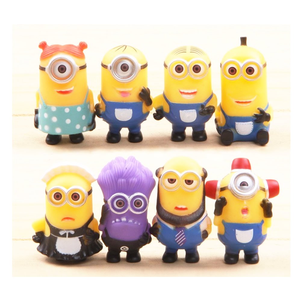 Gold-Leaf Despicable Me 2 The Minions Role Figure Display Toy PVC 8Pcs Set Yellow, Free