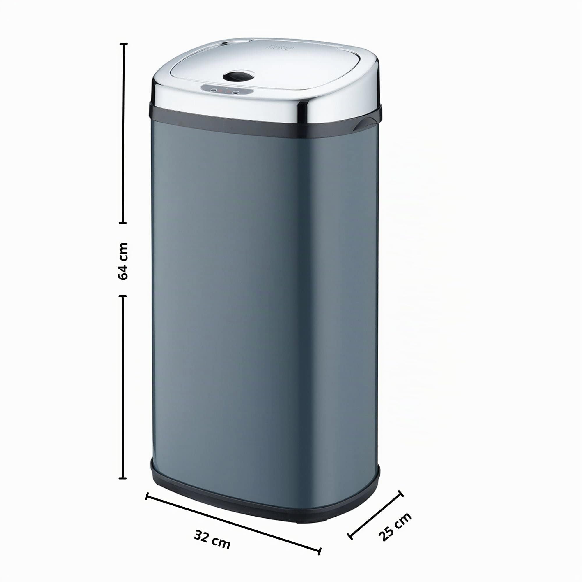 KITCHEN MOVE Largo Pattumiera automatica da cucina, 42 l, in acciaio inox, con reggiatura, grigio opaco