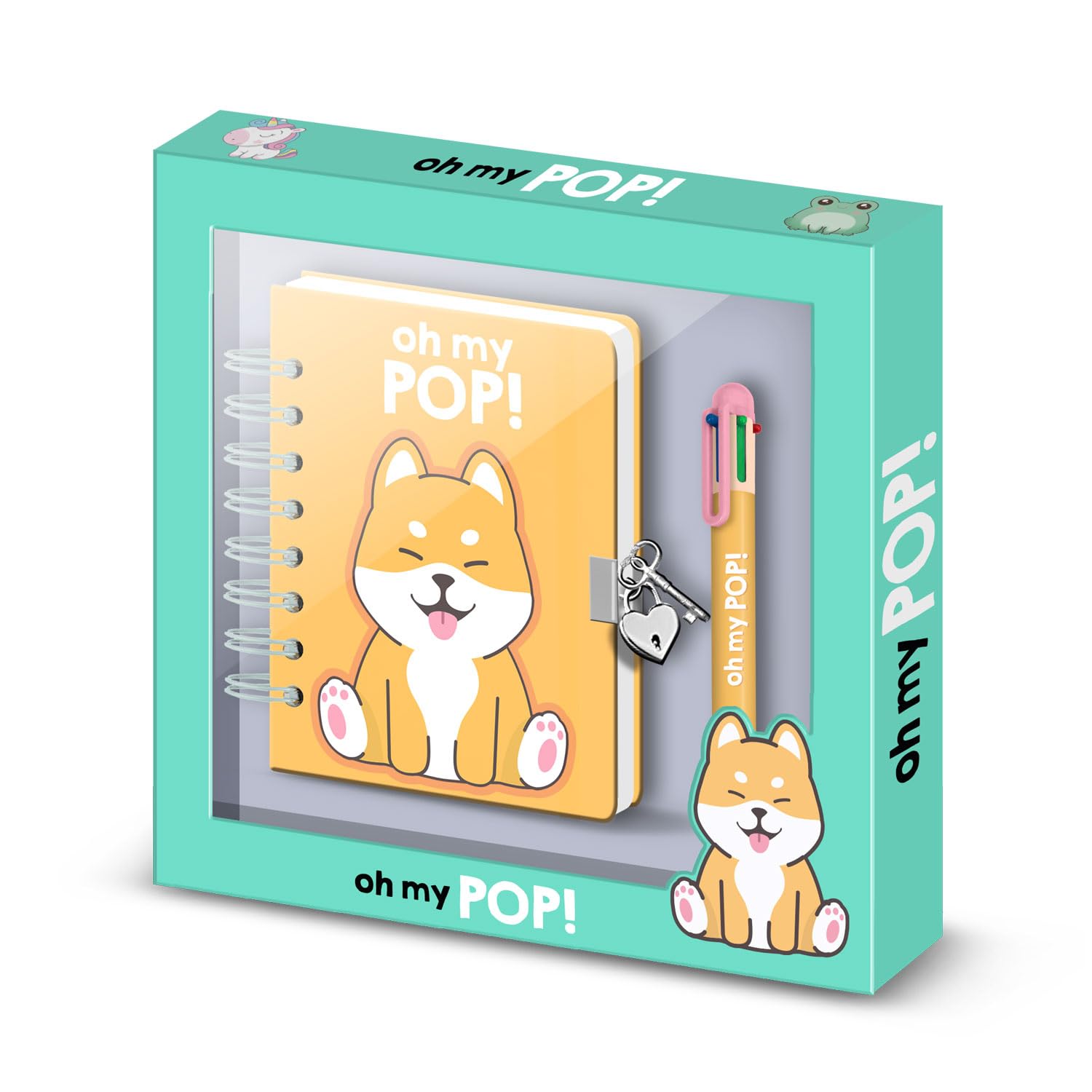 Oh My Pop Shiba-Pack of A5 Diary + 6-Coloured Pen, Multicolour