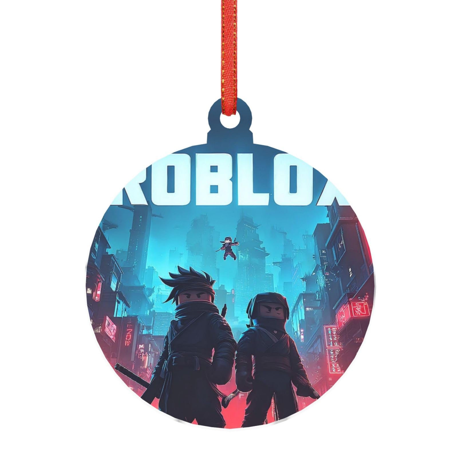 Hjkjkkj Round Shape Acrylic Ornament Christmas Tree Decoration Clear Round Pendant With Red Ribbon Roblox Christmas Ornaments Indoor Outdoor Hanging Acrylic Pendants For Xmas Party Decor
