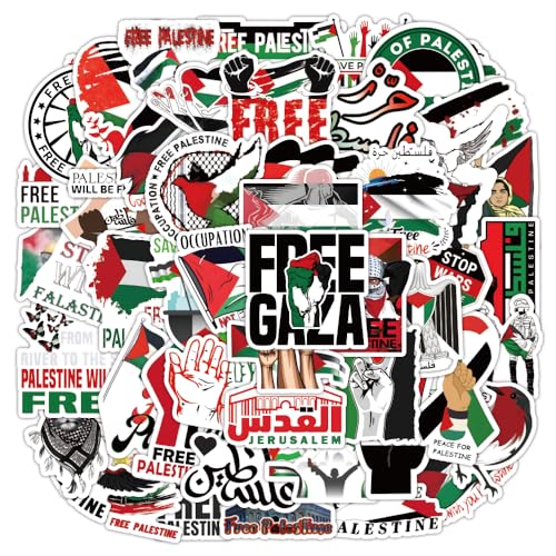100PCS Colorful Free Palestine Stickers Freedom Waterproof Palestine Stickers Vinyl Decals Stickers for Teens Water Bottle Computer Bumper Pad Phone