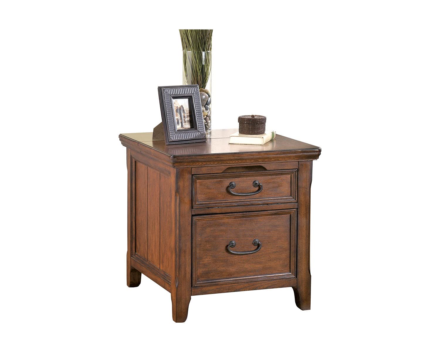 Photo 1 of ** MAJOR DAMAGE. TOP PIECE POPPED OFF.**Signature Design by Ashley Woodboro Media End Table Dark Brown Finish, 24"W x 27"D x 25"H (T478-17)