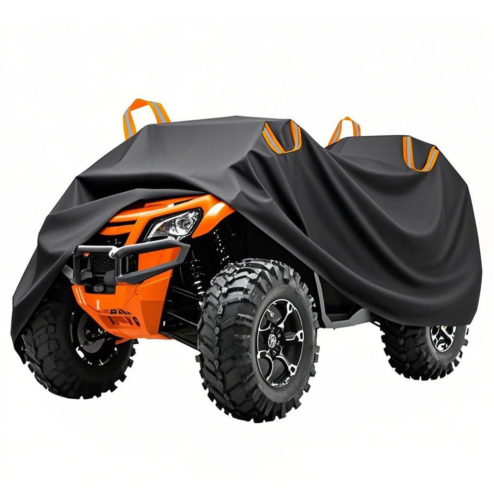 Blueshyhall Cubierta impermeable para quad ATV, protección UV, color negro, de tejido de poliéster 210D con tiras reflectantes y correas de hebilla (XXXL (256 x 110 x 120 cm)