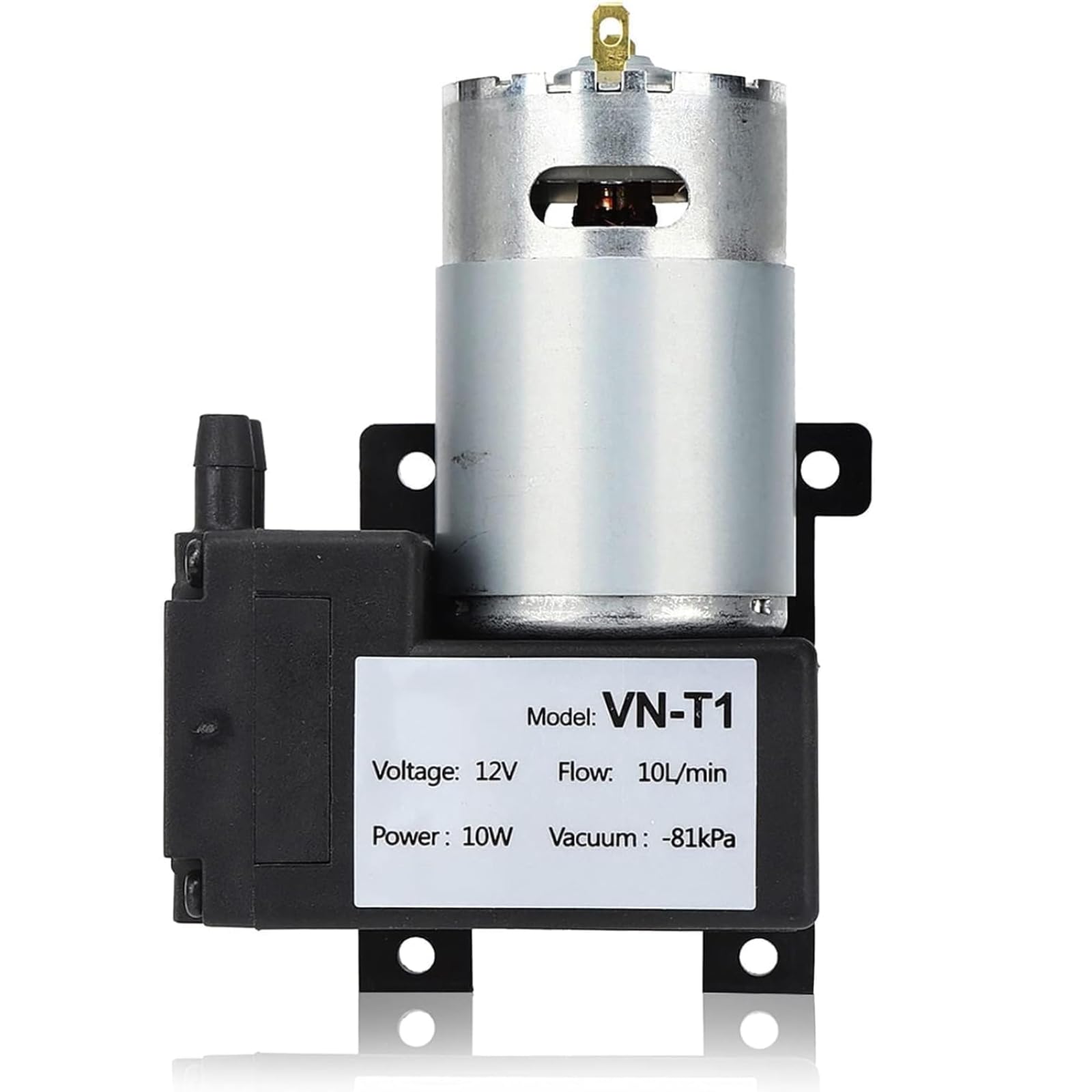 Mini Pompe à Vide DC 12V, VN-T1 Micro DC Pompe à Vide Pompe Industrielle à Faible Bruit 10L/Min Tabout de Débit, 81 Kpa Pompe à diaphragme pour Les projets de Bricolage(DC 12V)