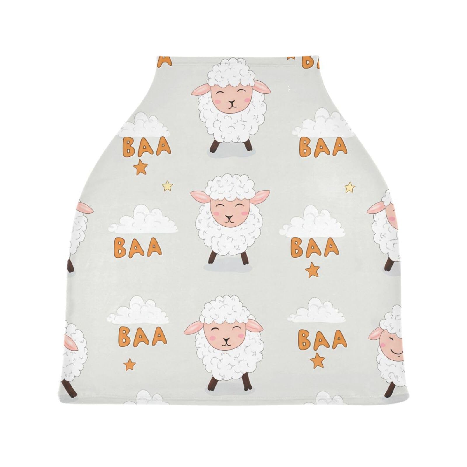 Nesatuwa Baby Car Seat Cover Cartoon Sheep Breastfeeding Covers Stretchy Breathable Multi-Use Cover Carseat Canopy for Girls and Boys