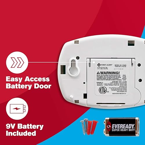 Miniatura 3 de First Alert CO400 - Detector de monóxido de carbono funciona con pilas color blanco