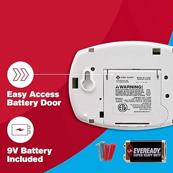 First Alert CO400 Carbon Monoxide (CO) Detector, Battery Operated Alarm, 1-Pack