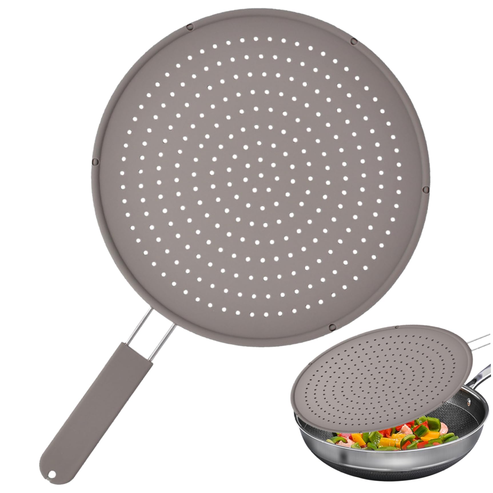 Frying Pan Splatter Guard 11.81 Inch Silicone Grease Splatter Guard with Scald-proof Handle Heat Resistant Oil Splash Guard Pan Cover for Cooking to Stop Hot Oil Splatter Grease Splatter Guard for Fry