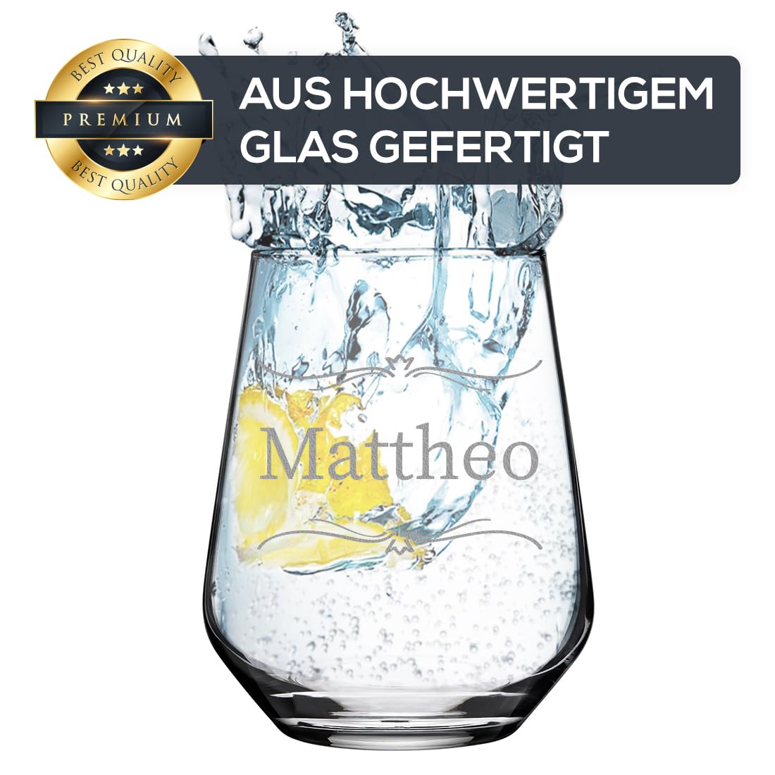 polar-effekt 6er-Set Trinkgläser 425 ml mit personalisierter Gravur - BPA-Freie Saft-Gläser - ideal für Saft, Cocktails, Longdrinks - transparente Wassergläser