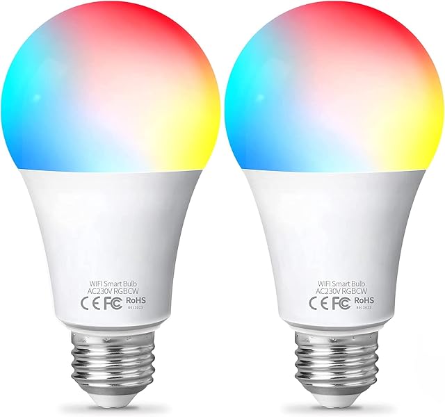 WiFi Smart Bulbs E27,Alexa Light Bulb Screw, Fitop Dimmable White and Colour Changing Light Bulb, 10W 1000LM=90W RGBCW LED Compatible with Alexa/Google Home/Siri, 2200K-6500K, No Hub Required 2 Pack