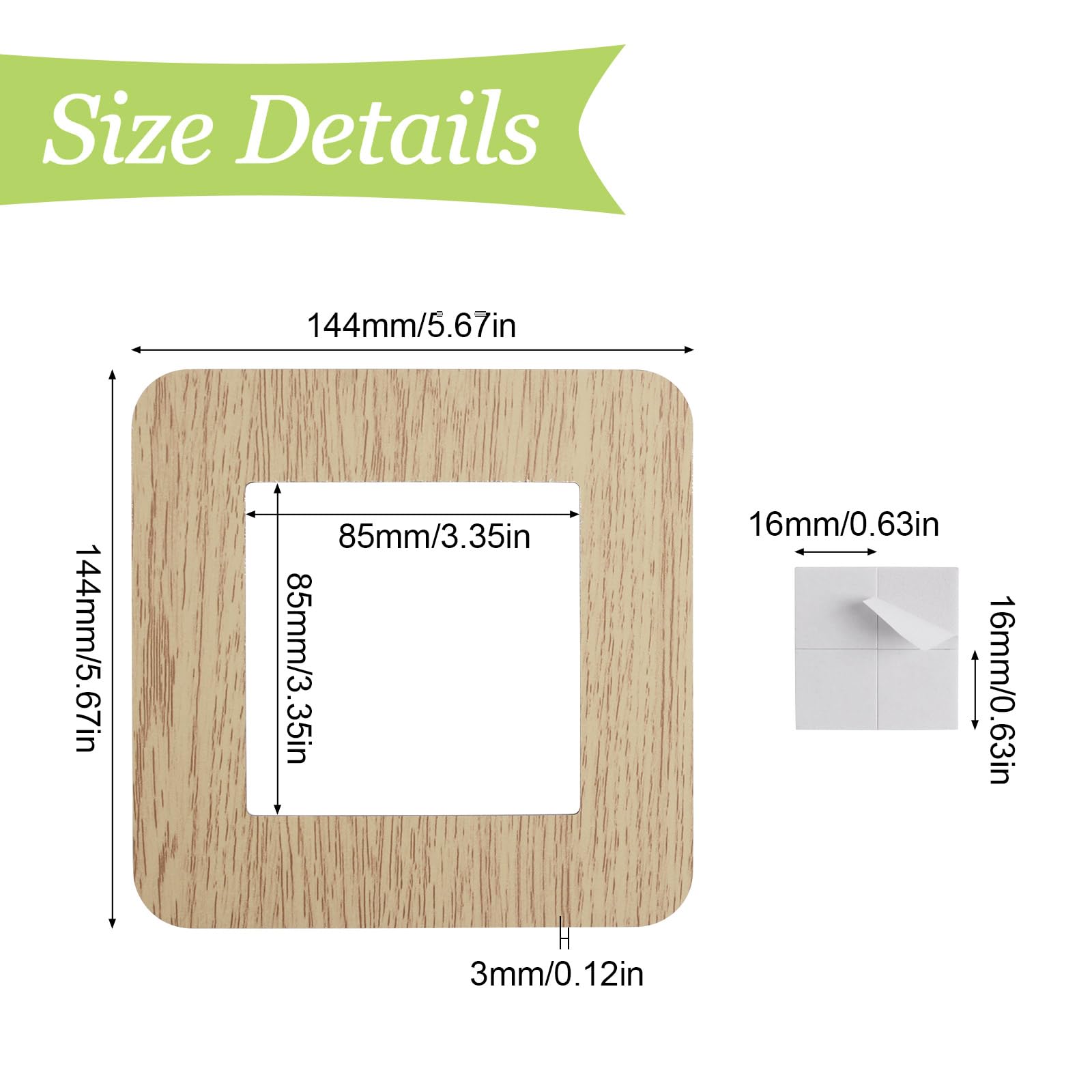 UFURMATE Light Switch Surround Cover Stick on 4Pcs Wood Grain Single Socket Switch Surround Protector Sticker for Home Office Wall Switch Decoration (Light Yellow) - Image 2