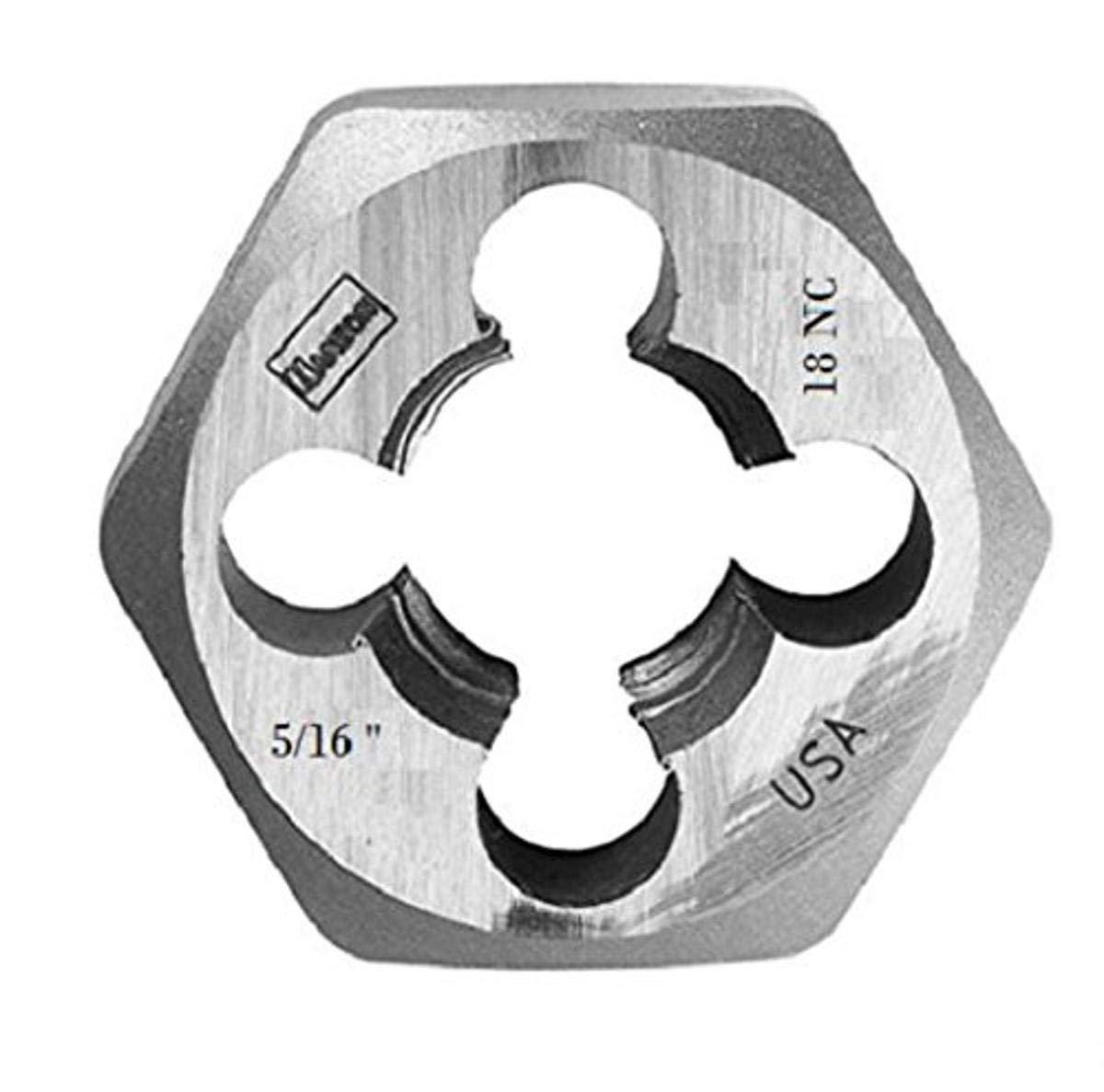 Filière hexagonale 5/16"-18 NC Hanson 6527 en acier trempé pour filetage net