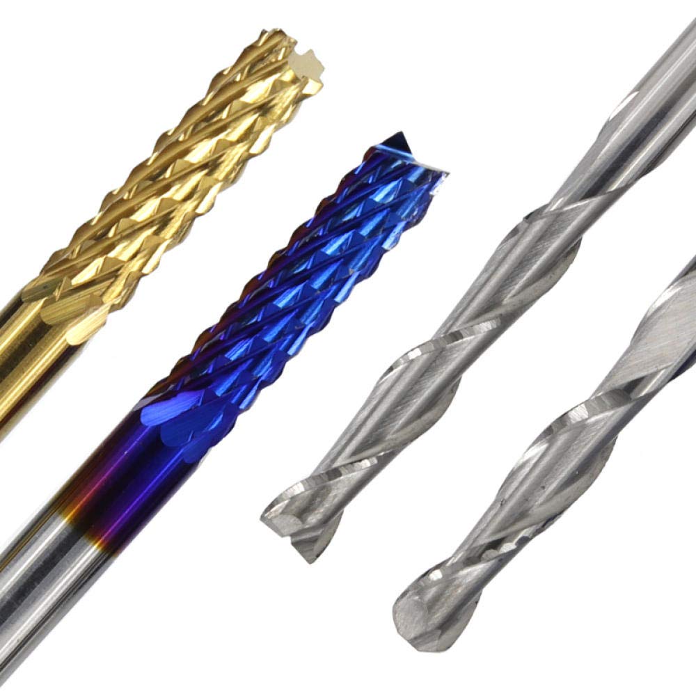 Endmühle Gravur Bits Set nano blau beschichtete CNC-Router-Bits Schneiden Frässchneider 1/8 "Schaft-Hartmetall-Fräswerkzeuge-40pcs Mill Kit 3