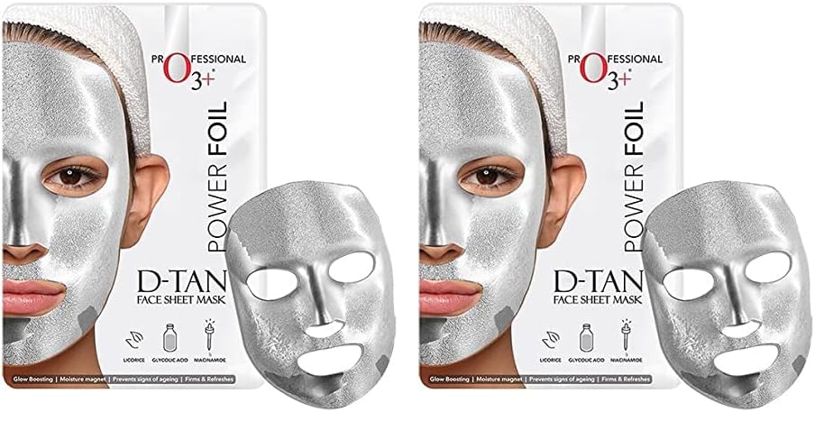 O3+ Power Foil D-Tan Face sheet mask for Skin Brightening Face Mask For Glowing Skin,Tan Removal, Oil Control, Acne & Fairness, For Women & Men 20 ml (Pack of 2)-image-3