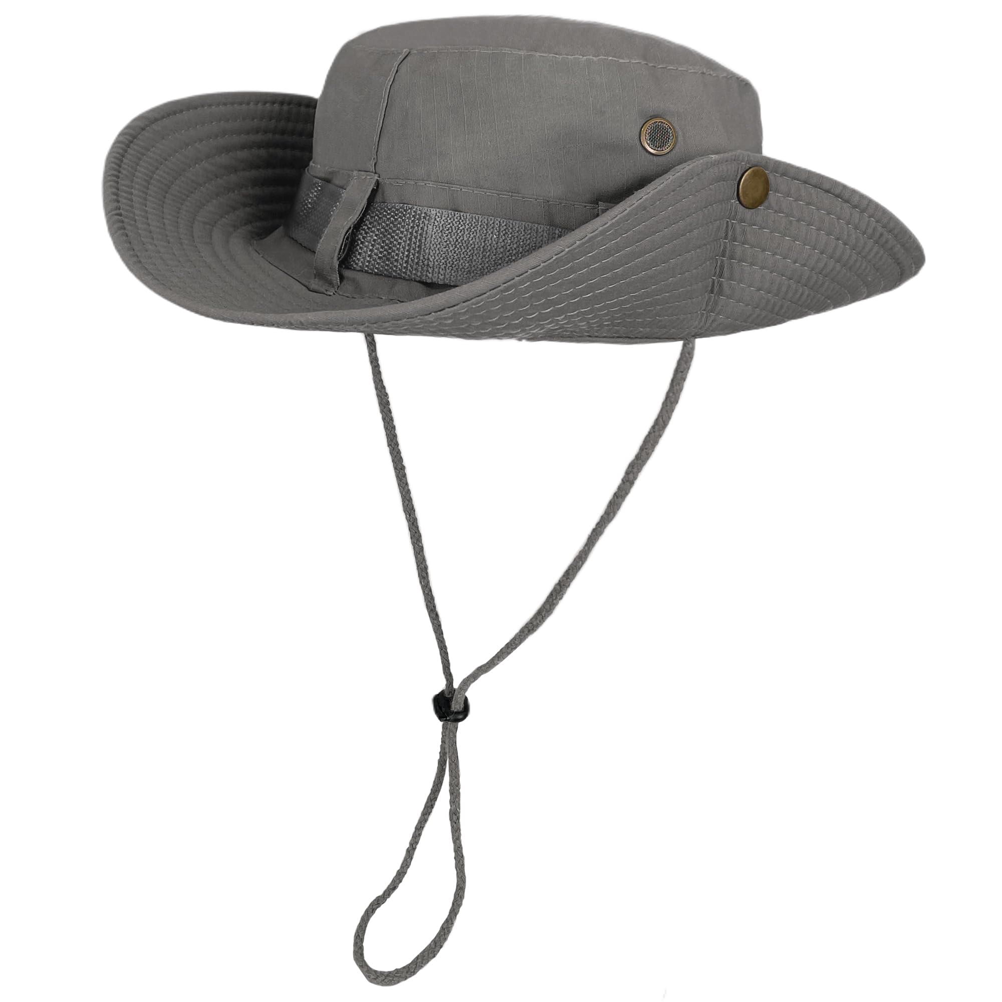 ehsbuy Safari Sonnenhut Herren Breite Krempe Boonie Buschhut Faltbar Cowboy Stil Fischerhut Atmungsaktiv Wanderhut Outdoor Bucket Hut mit Verstellbarem Kinnriemen