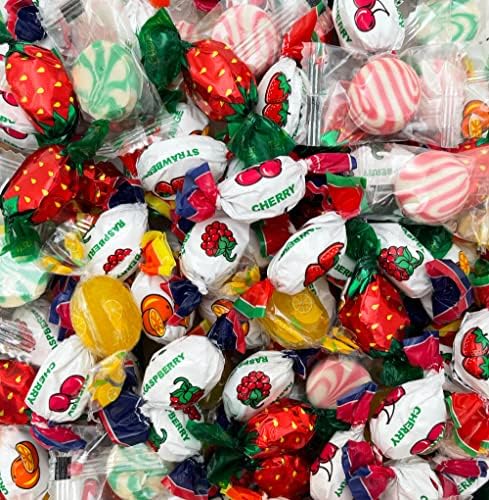 Fruit Hard Candy Assortment Strawberry Bon Bons, Lemon Drops, Cream Swirls, Bulk Pack 4 Pounds